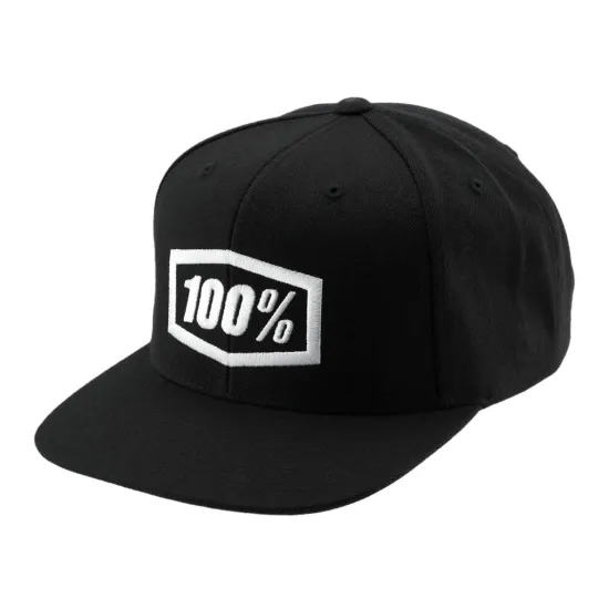 100% Snapback Cap Icon Black