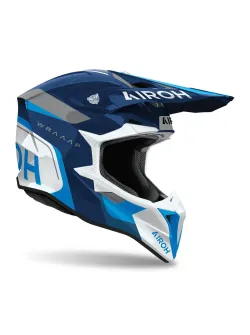 Cască de motocross AIROH Wraaap Conquer, albastru lucios