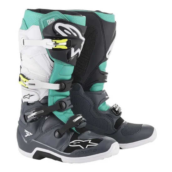 2022 Alpinestars Tech 7 MX Csizma (Szürke-Zöld-Fehér) 2012014-9072-12