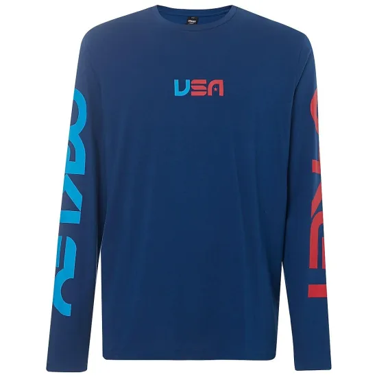 Oakley USA Star Férfi Hosszú Ujjú  Póló (kék) 457-567-L